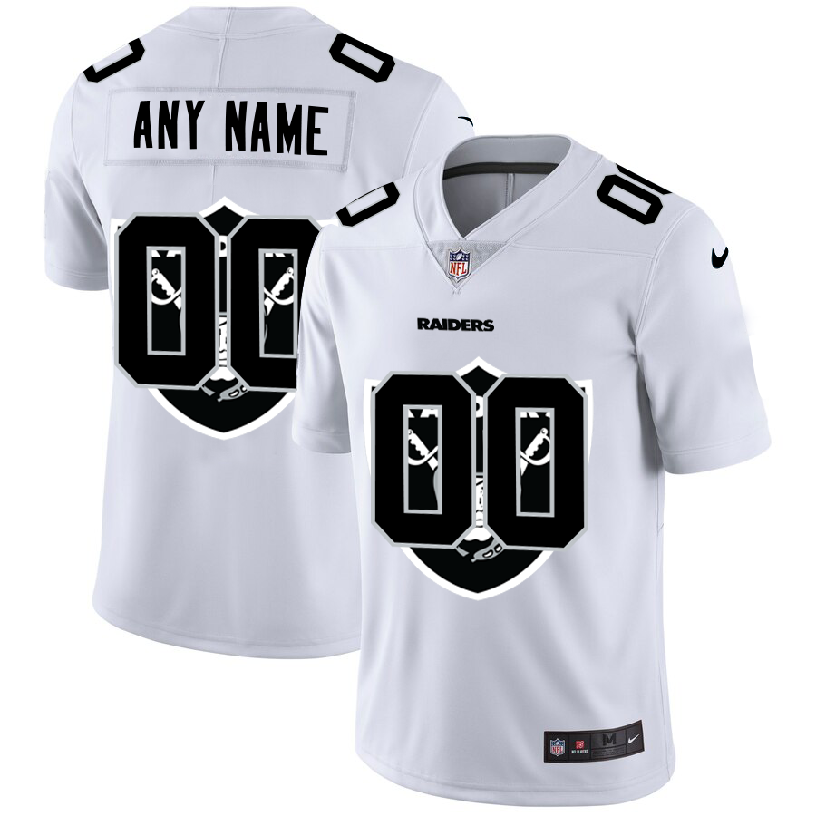 Wholesale Las Vegas Raiders Custom White Men Nike Team Logo Dual Overlap Limited NFL Jersey